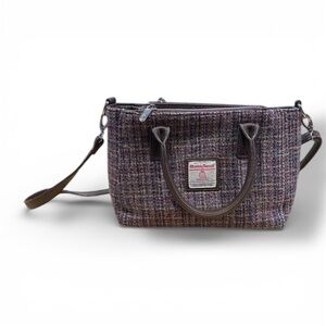 Harris Tweed Glen Appin of Scotland Handwoven Wool Purple Multi-Weave Tote Purse